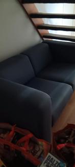 Tweedehands bank met wat kleine vlekjes kleur lichtblauw, Ophalen, Gebruikt, Tweepersoons