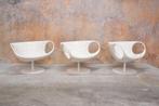 ZGAN! 3 witte leren Moroso Smock design draaifauteuils, Moroso, Design, 75 tot 100 cm, Ophalen of Verzenden