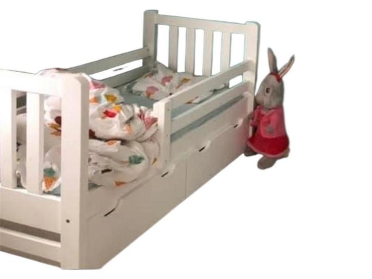 Wit Kinderbed met Lades, Kinderen en Baby's, Kinderkamer | Bedden, Gebruikt, Minder dan 140 cm, 70 tot 85 cm, Lattenbodem, Matras