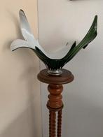 Grote vintage groen witte glazen siervaas/schaal, Antiek en Kunst, Kunst | Designobjecten, Ophalen