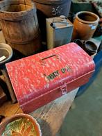 Oude aluminium broodtrommel  rode trommel blikken trommel, Gebruikt, Ophalen of Verzenden