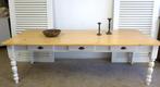 Prachtige grote witte landelijke eettafel 250 bij 90 cm, Ophalen, Onbekend, 200 cm of meer, 50 tot 100 cm