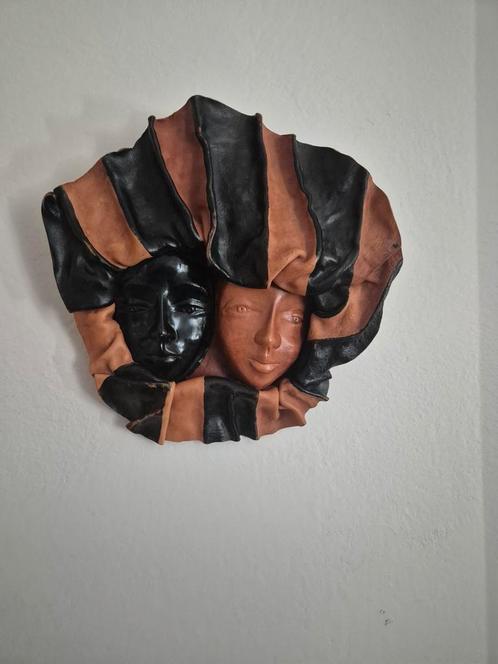 Lederen Wandmasker - Noord-Afrikaanse Tribale Kunst, Antiek en Kunst, Kunst | Beelden en Houtsnijwerken, Ophalen of Verzenden