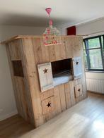 bed. 1-persoons houten bed. Bedstee, Ophalen, Matras, 180 cm of meer, 100 cm of meer