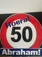 Kartonnen bord “ Hoera 50 abraham”, Ophalen of Verzenden, Versiering, Abraham of Sarah