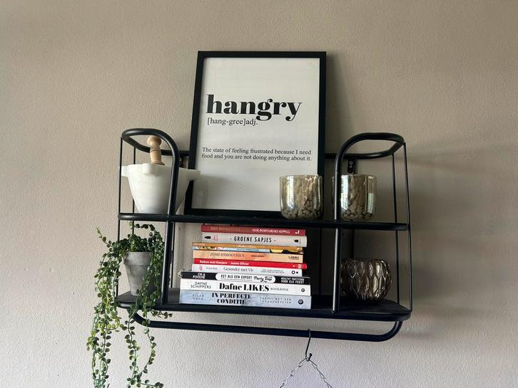 Zwart Metalen Wandrekje, Huis en Inrichting, Woonaccessoires | Wandplanken en Boekenplanken, Gebruikt, Ophalen of Verzenden