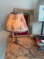 Kleine bronzen lamp met vintage kap, Ophalen of Verzenden, Zo goed als nieuw