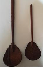 lepels met handvat van hout en blad van kokosnootdop, Ophalen of Verzenden