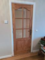 Eikenhouten Binnendeur met Glas (2x), Gebruikt, Binnendeur, Ophalen of Verzenden, Glas