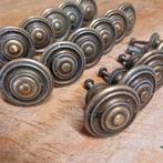 16 Antieke messing knoppen met rozet voor kast of lade, Ophalen of Verzenden