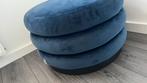 Loods 5 x5home Hocker - Blauw Velvet Donut Design, Huis en Inrichting, Banken | Voetenbanken en Poefen, Rond, Ophalen of Verzenden