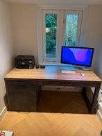 Houten bureau met stalen poot, Huis en Inrichting, Bureaus, Ophalen, Gebruikt, Bureau
