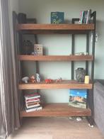 Open Kast Mahonie Hout & Metaal, Huis en Inrichting, Kasten | Boekenkasten, Ophalen, Met plank(en), 100 tot 150 cm, Zo goed als nieuw