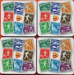 PostNL : 4 Onderzetters : met Postzegels IXe Olympiade  1928, Overig, Ophalen of Verzenden, Zo goed als nieuw