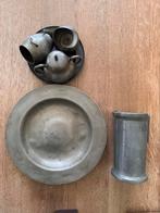 Tinnen kannetjes, bord en 1L beker, Ophalen of Verzenden