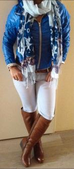 Sjaal blauw bloemen sjalen winter dames kleding accessoires, Verzenden, Zo goed als nieuw, Maat 38/40 (M), Sjaal