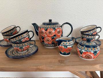 Pools Servies - Handbeschilderd Bloemmotief Compleet Set beschikbaar voor biedingen