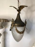 antieke Napoleon III hanglamp met geslepen stolp, Ophalen of Verzenden