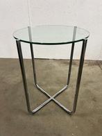 Vintage Bijzettafel, Stalen Buisframe Met Glazen Blad. 1980s, Huis en Inrichting, Tafels | Bijzettafels, Gebruikt, Onbekend, Onbekend