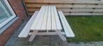 Witte picknicktafel - 180 cm breed, Tuin en Terras, Picknicktafels, Ophalen, Gebruikt, Inklapbaar, Rechthoekig