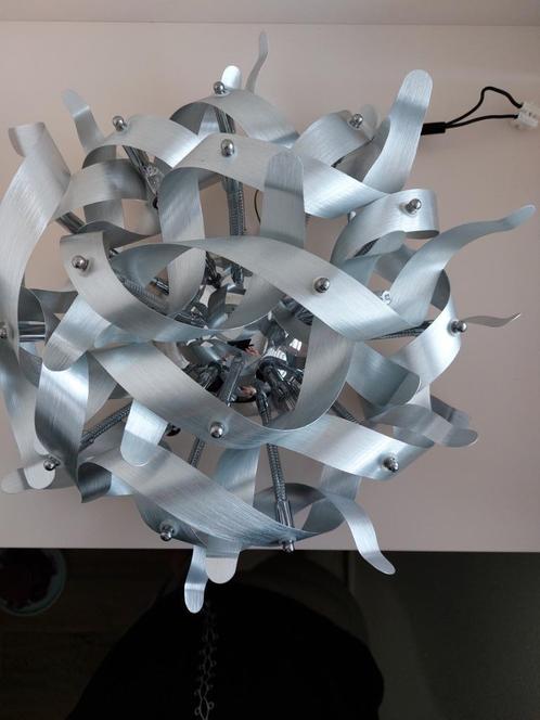 Mooie plafondlamp verchroomd met krullen/curls metaal mat, Huis en Inrichting, Lampen | Plafondlampen, Gebruikt, Metaal, Ophalen of Verzenden