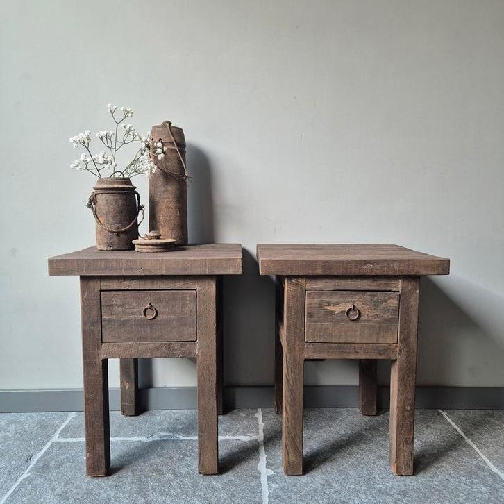 Driftwood nachtkastjes kastje landelijk sober stoer nieuw, Huis en Inrichting, Slaapkamer | Nachtkastjes, Nieuw, Minder dan 45 cm
