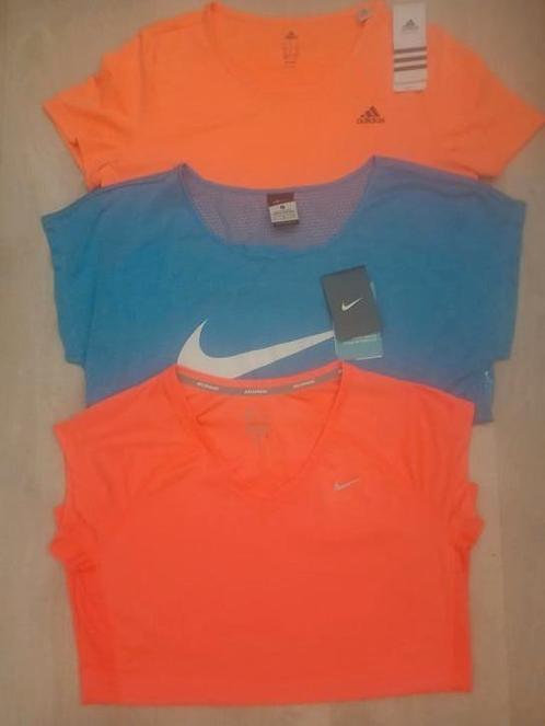 2 NIEUWE NIKE DAMES RUNNING SHIRT+1 NIEUW ADIDAS RUNN. SHIRT, Sport en Fitness, Loopsport en Atletiek, Nieuw, Kleding, Nike, Verzenden