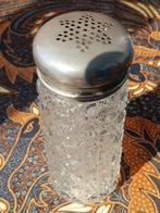 Antieke Engelse strooier van kristal en silverplate 15,8 cm., Antiek en Kunst, Ophalen of Verzenden