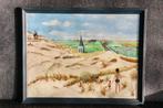 schilderij, zomer, Callantsoog, strand, in lijst. 30, 1977, Ophalen of Verzenden