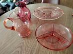 Lotje roze/zalm glaswerk.Kan,vaas,schalen. Ook los te koop., Ophalen, Gebruikt