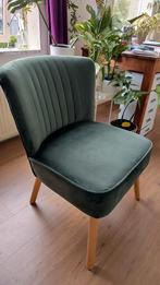 Fluweel groene stoel fauteuil, zeer goeie staat, Huis en Inrichting, Fauteuils, Ophalen, Gebruikt