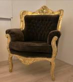 Antieke fauteuil met gouden details, Ophalen, Hout, Gebruikt, 75 tot 100 cm