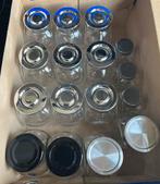 16 kruidenpotjes van glas met zilverkleurige deksel, Gebruikt, Ophalen
