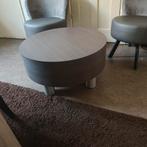 Salontafel hout grijs donkergrijs bruin rond massief ronde, Ophalen, 50 tot 100 cm, Rond, 50 tot 100 cm