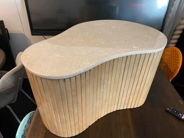Bijzettafel Beige Marmer Mango Japandi 70x47 Kira beschikbaar voor biedingen