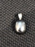 Vintage Hematiet cabochon steen hanger en sterling zilver, Verzenden, Zo goed als nieuw, Steen of Mineraal, Kruis of Symbool