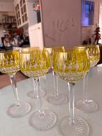 6 x  antiek Saint Louis Crystal lime green Wine glass, Ophalen of Verzenden