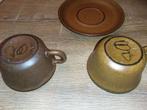 Lucie Q Bakker set van 2 kop en schotels groen en bruin, Antiek en Kunst, Ophalen