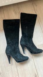 Italiaanse zwarte suede lederen hoge laarzen mt 39/40, Ophalen of Verzenden, Zo goed als nieuw, Zwart, Hoge laarzen