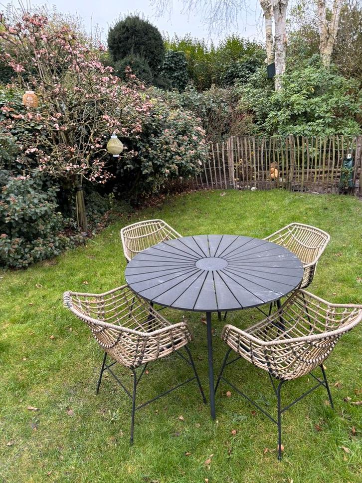 Tuintafel met 4 stoelen, Tuin en Terras, Tuinsets en Loungesets, Zo goed als nieuw, Ophalen of Verzenden