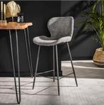 Barstoel Ronde Buis | Bouclé Grijs | Showroommodel, 1 kruk, Ophalen of Verzenden, Zo goed als nieuw, 60 tot 90 cm