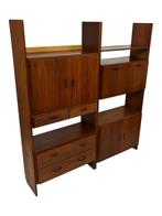 Vintage Simpla Lux Wandkast Wandmeubel Jaren 60 Teak Fineer, Met plank(en), Gebruikt, Vintage, Minder dan 150 cm