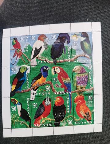Guyana Vogels Postzegels - Blok van 12 beschikbaar voor biedingen