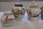 5 Oude Chinese gemberpotten vaas pot famille rose Mun Shou, Antiek en Kunst, Antiek | Keukenbenodigdheden, Verzenden