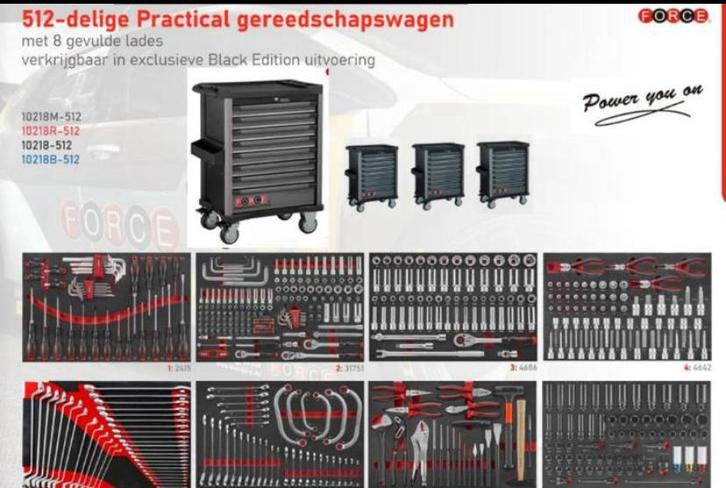 Gereedschapswagen 8-lades met 512-delig gereedschap nieuw, Auto diversen, Autogereedschap, Nieuw, Ophalen of Verzenden