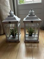 Grote witte windlichten (2), Huis en Inrichting, Ophalen, Zo goed als nieuw, Wit, Hout