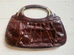 Vintage handtas van echt slangenleer – boho chic jaren 70/80, Verzenden, Gebruikt, Bruin, Handtas