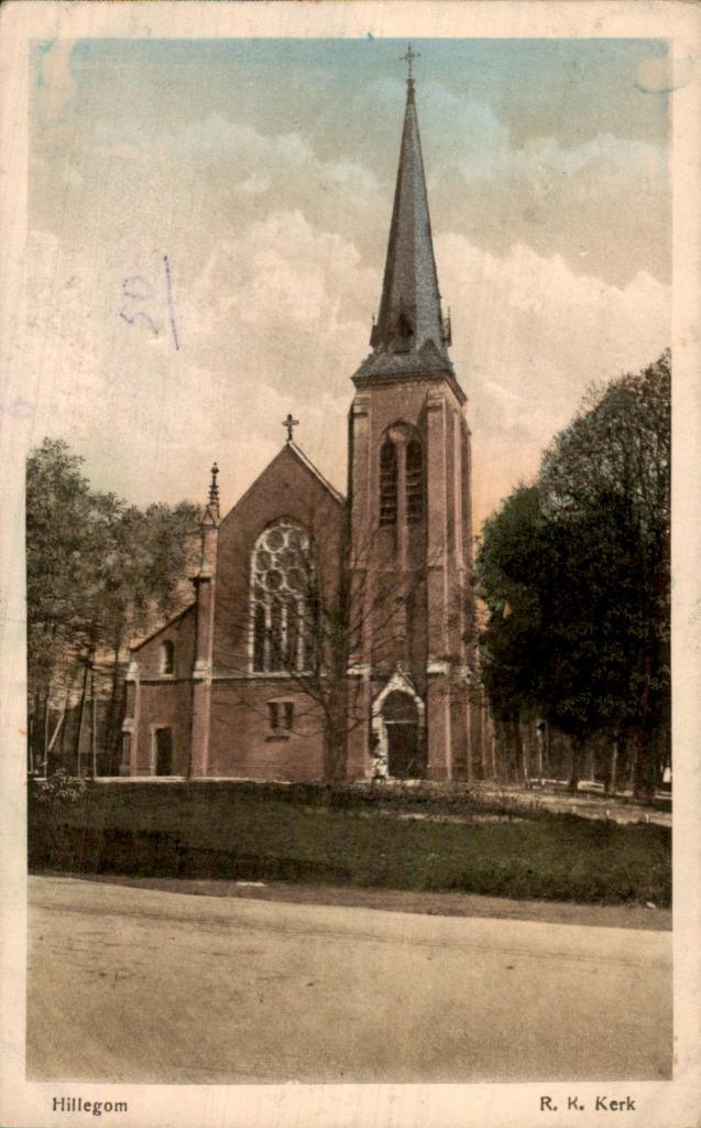 Hillegom - R.K. Kerk, Verzamelen, Ansichtkaarten | Nederland, Gelopen, Utrecht, Voor 1920, Ophalen of Verzenden