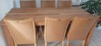 Eetkamerset onbehandeld teak tafel,loom stoelen, Huis en Inrichting, Complete eetkamers, Ophalen, Zo goed als nieuw