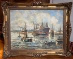 Olieverfschilderij havengezicht Rotterdam, 58,5 x 78 cm, Antiek en Kunst, Kunst | Schilderijen | Klassiek, Ophalen